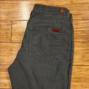 7 For All Mankind Standard Normcore Charcoal Strait Leg Corduroy Pants Girl’s 12